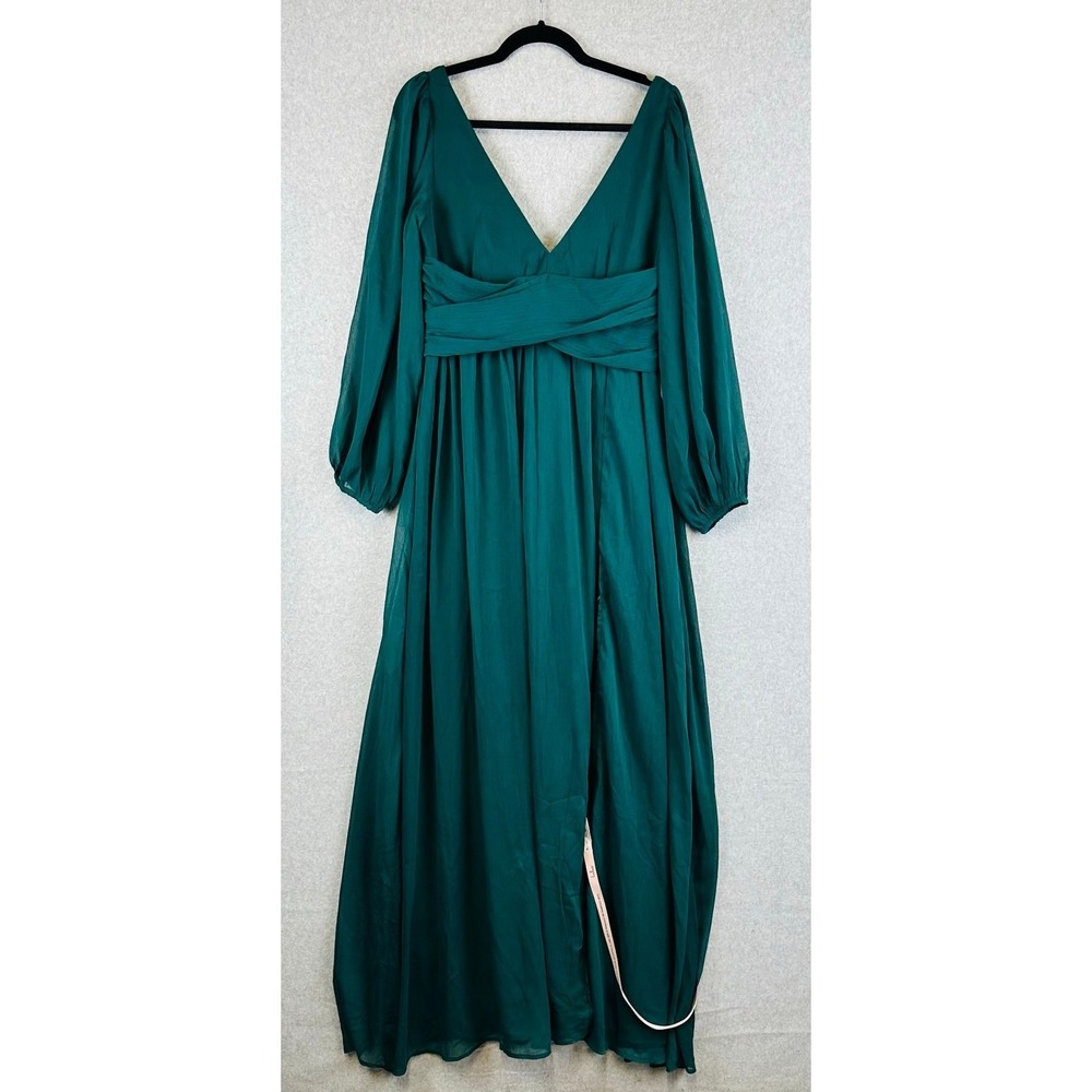New Lulus Sweet Womans Sz Large Dress Green Chiffon Maxie Dress Lined NWT - Picture 3 of 10